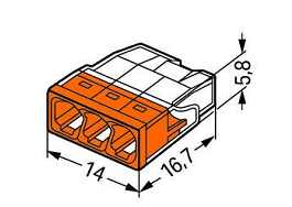 Клема WAGO Compact 3х 0,5 – 2,5 мм² Cu